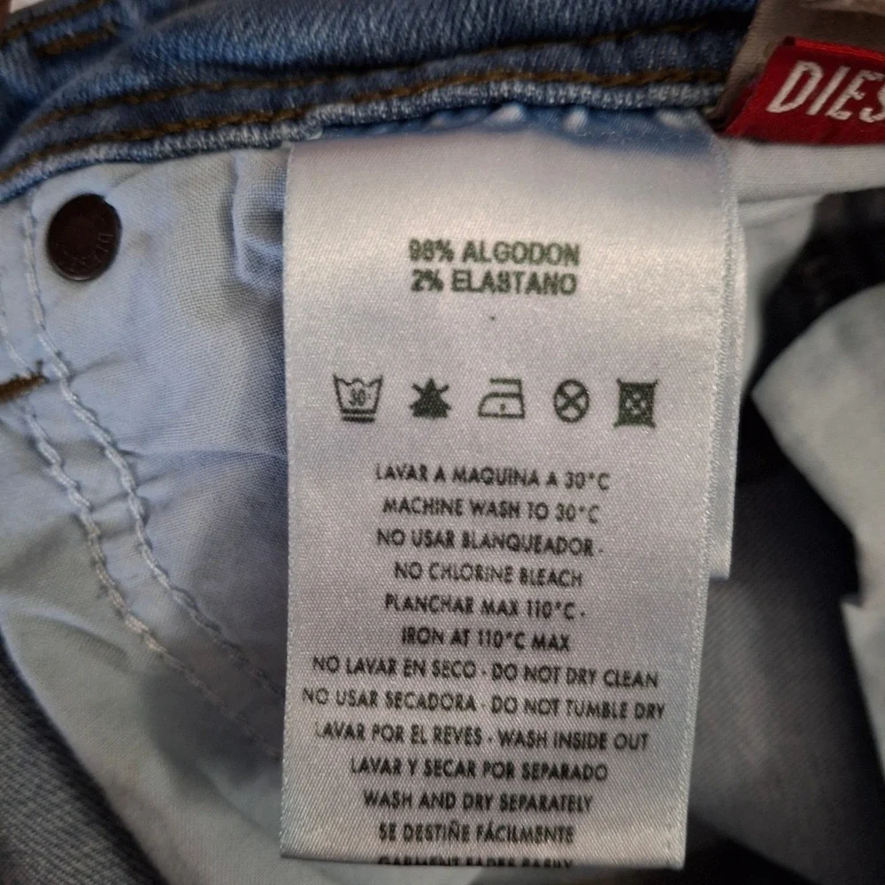 Diesel Safado Regular‎ Slim Straight Jeans Mens 30x33 Blue Wash 0845F Distressed